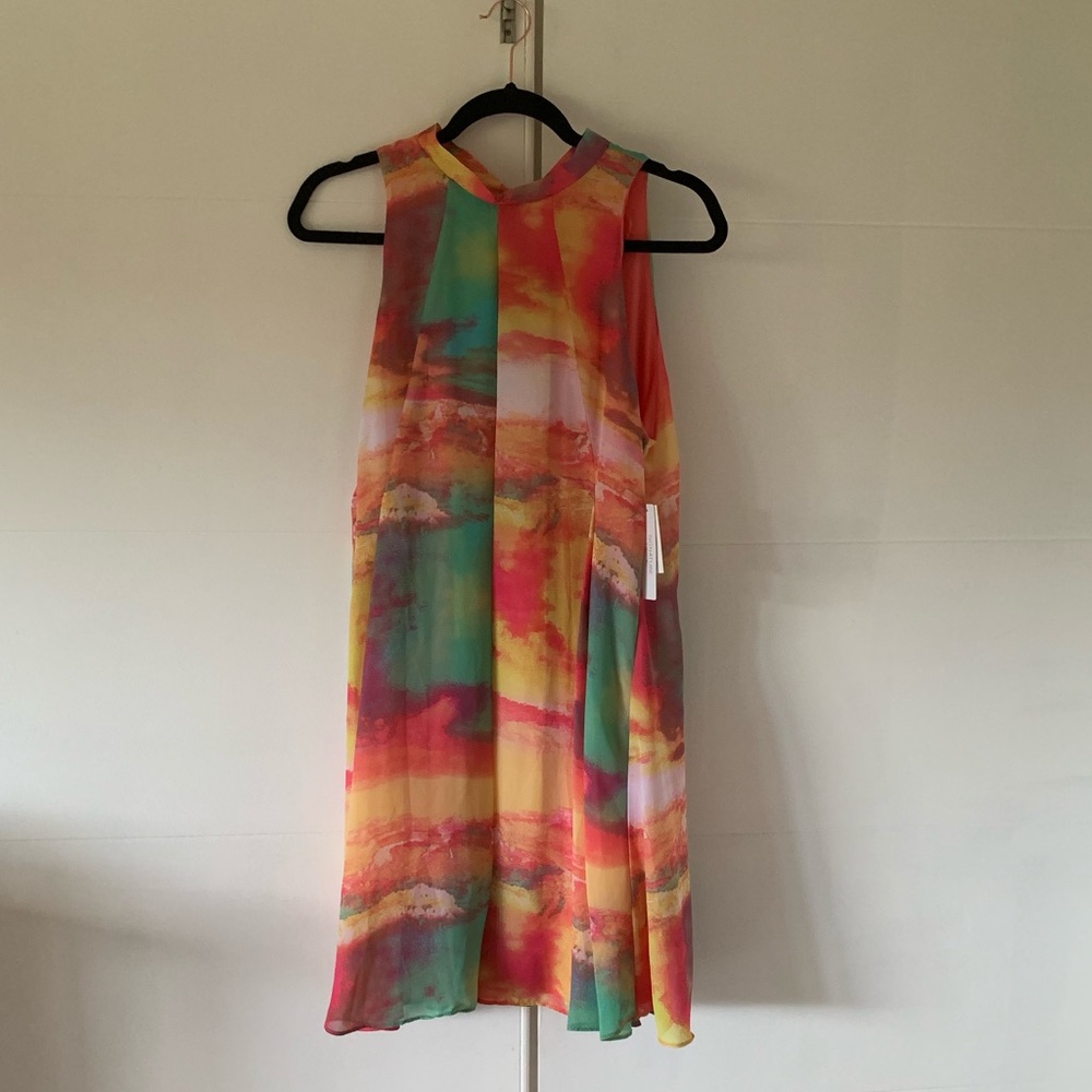 SIGNATURE BY ROBBIE BEE Flrl Mock Nck Trapze Dress